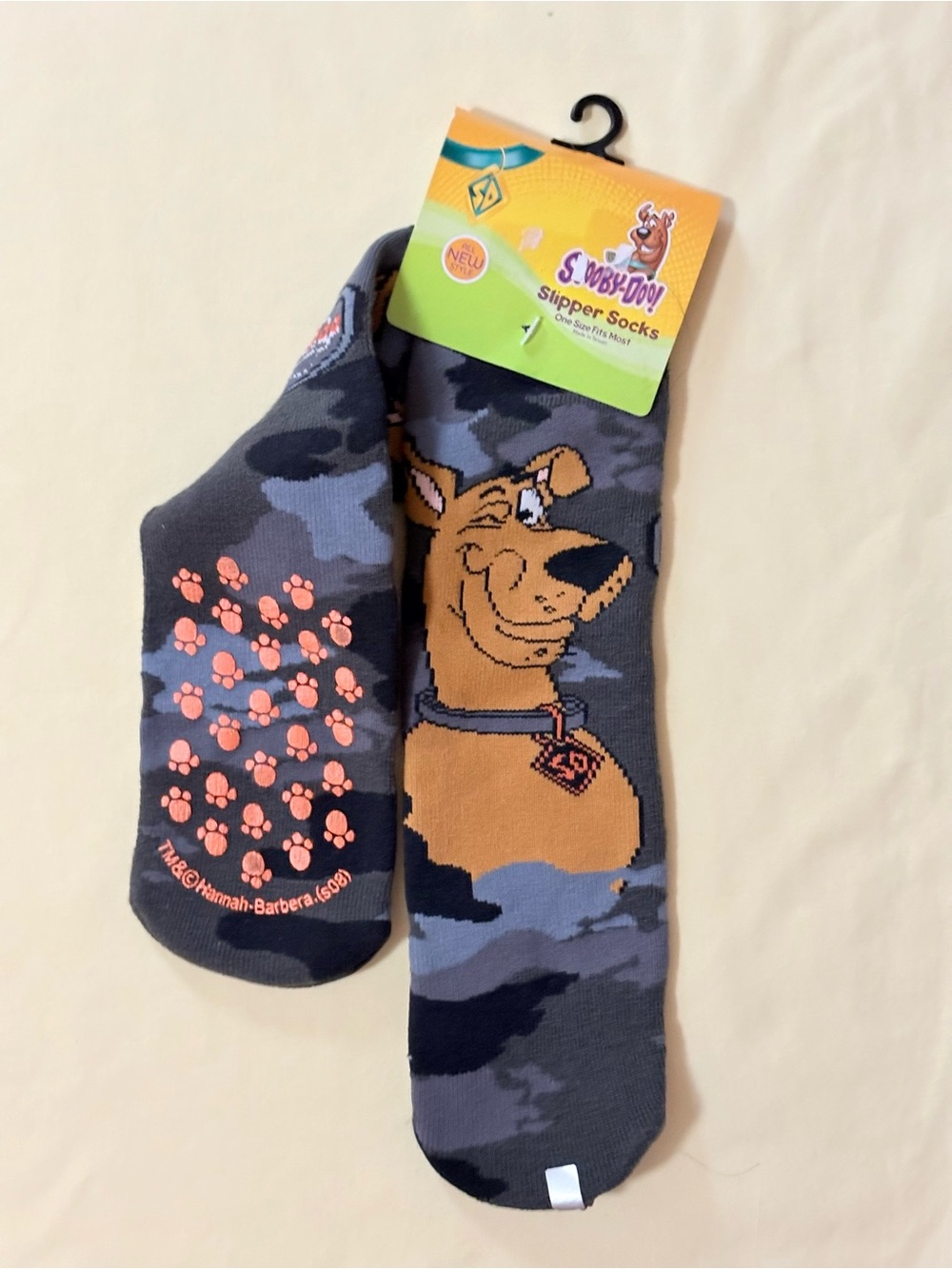 ⭐️ 3 for $15 SCOOBY DOO Pair Kids Slipper Socks Camo One Size NWT Cozy